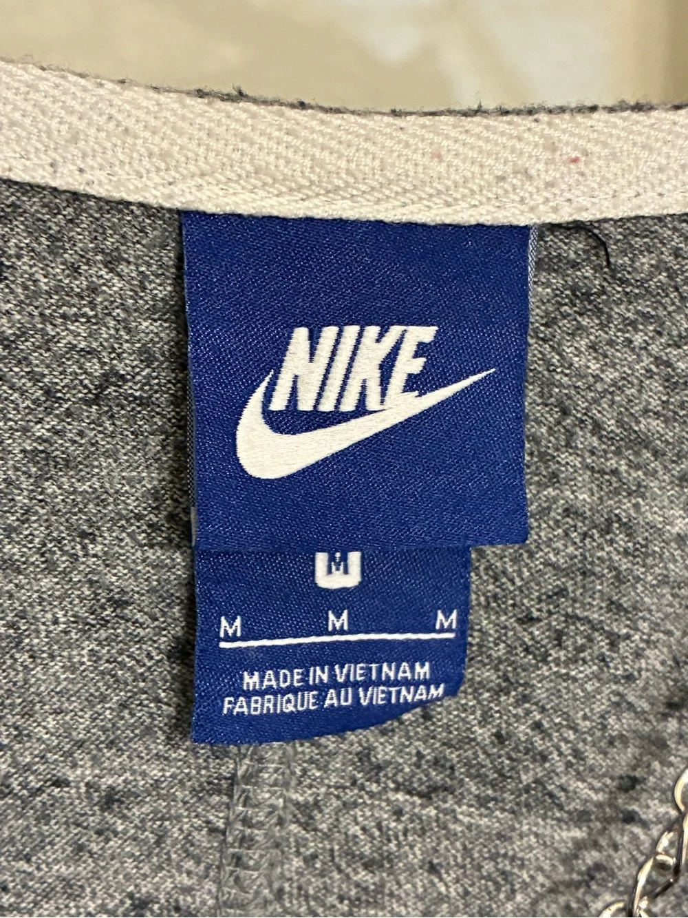 Nike Gray Full-Zip Hoodie with White Logo -Size M